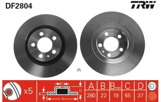 Bromsskiva DF2804 TRW, bild 2