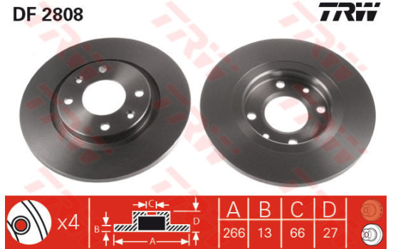 Bromsskiva DF2808 TRW