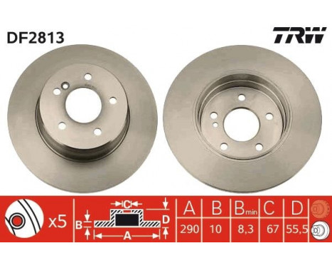 Bromsskiva DF2813 TRW, bild 2