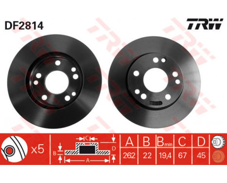 Bromsskiva DF2814 TRW