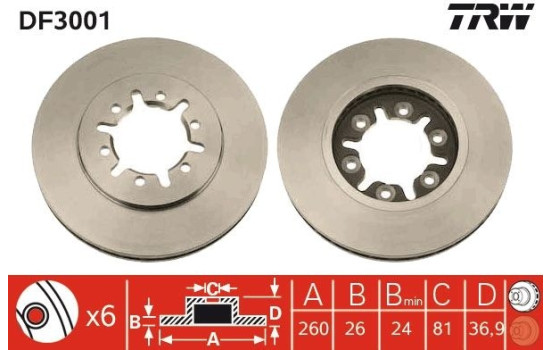 Bromsskiva DF3001 TRW, bild 2