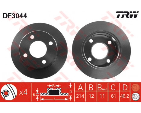 Bromsskiva DF3044 TRW