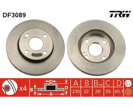 Bromsskiva DF3089 TRW, bild 2