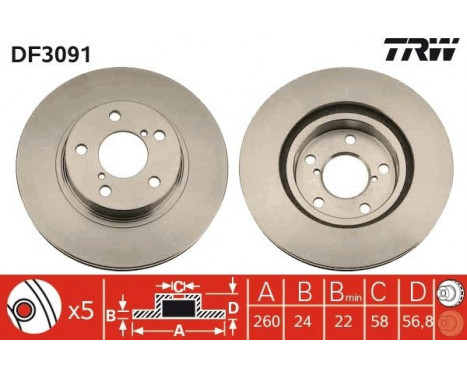 Bromsskiva DF3091 TRW, bild 2