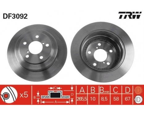 Bromsskiva DF3092 TRW