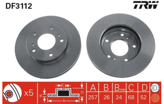 Bromsskiva DF3112 TRW, bild 2
