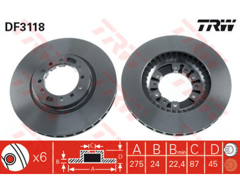 Bromsskiva DF3118 TRW