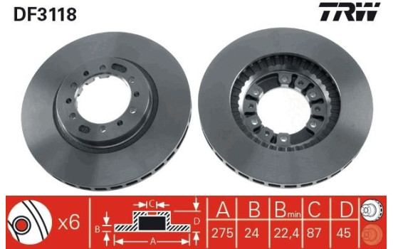 Bromsskiva DF3118 TRW, bild 2