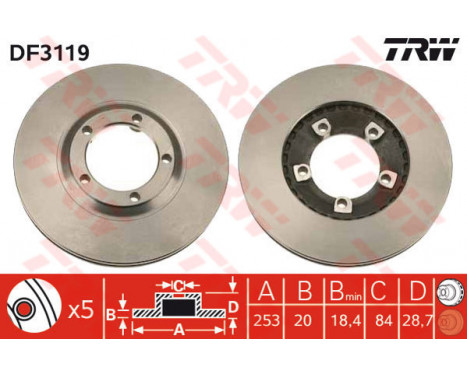 Bromsskiva DF3119 TRW