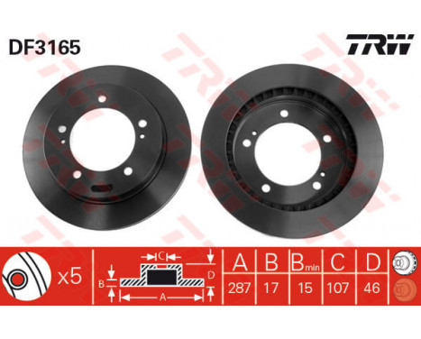 Bromsskiva DF3165 TRW