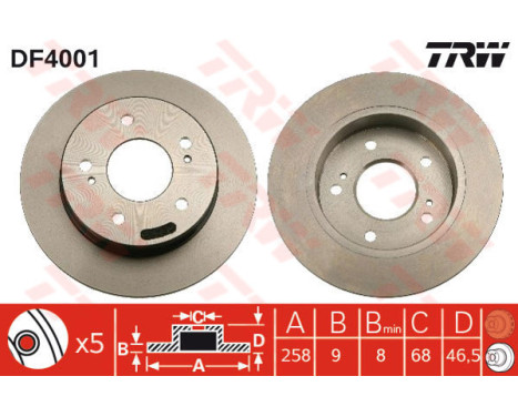 Bromsskiva DF4001 TRW