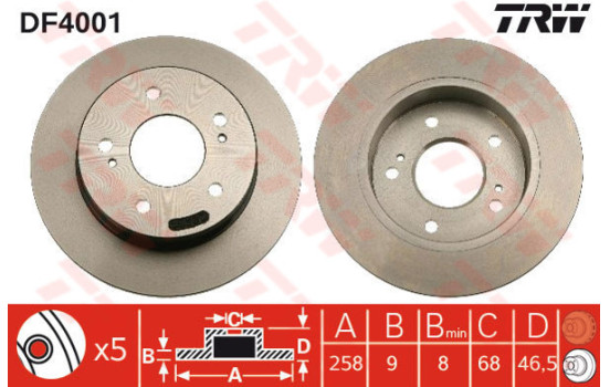Bromsskiva DF4001 TRW