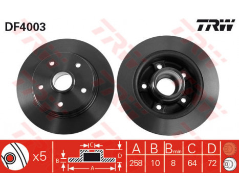 Bromsskiva DF4003 TRW