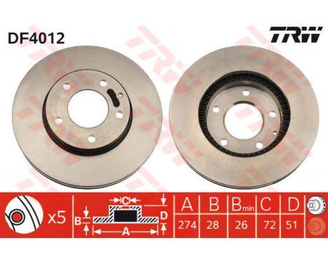 Bromsskiva DF4012 TRW