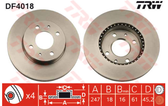 Bromsskiva DF4018 TRW