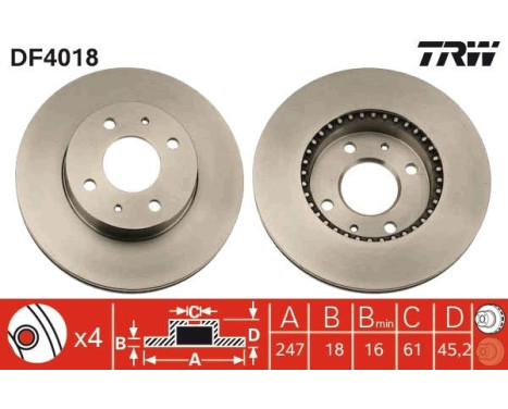 Bromsskiva DF4018 TRW, bild 2
