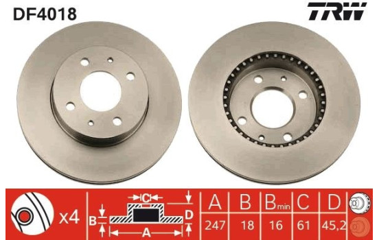 Bromsskiva DF4018 TRW, bild 2