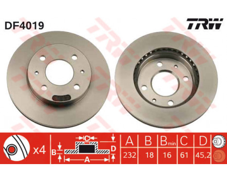 Bromsskiva DF4019 TRW