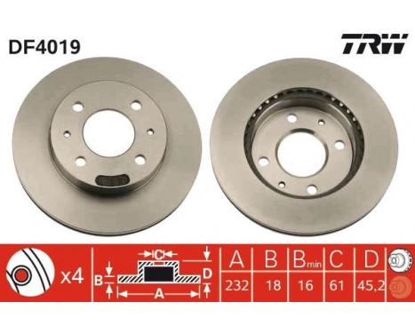 Bromsskiva DF4019 TRW, bild 2