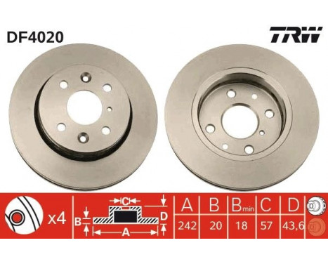 Bromsskiva DF4020 TRW, bild 2