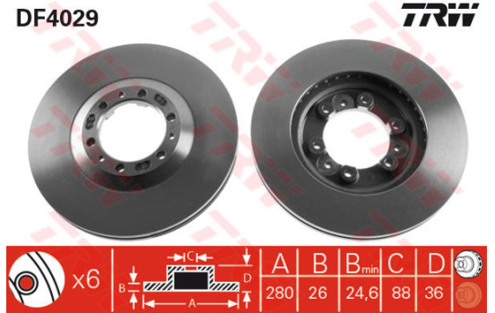 Bromsskiva DF4029 TRW