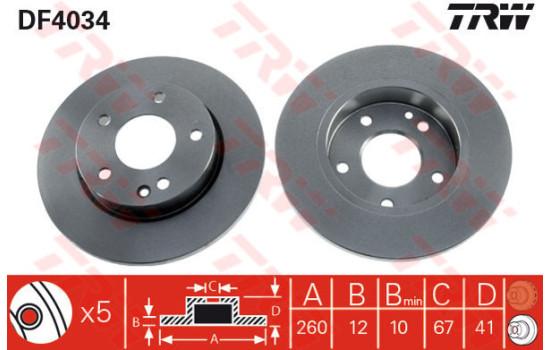 Bromsskiva DF4034 TRW