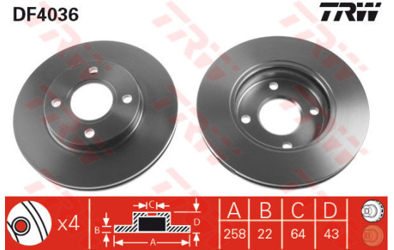 Bromsskiva DF4036 TRW