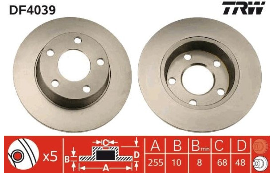 Bromsskiva DF4039 TRW, bild 2