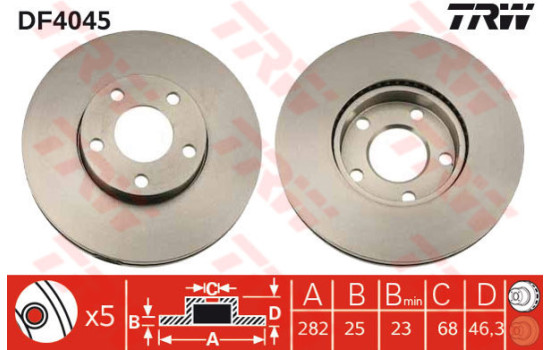 Bromsskiva DF4045 TRW