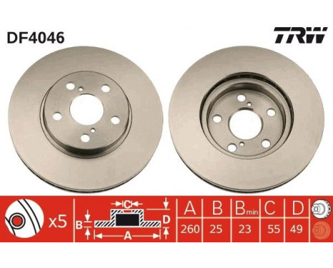 Bromsskiva DF4046 TRW, bild 2