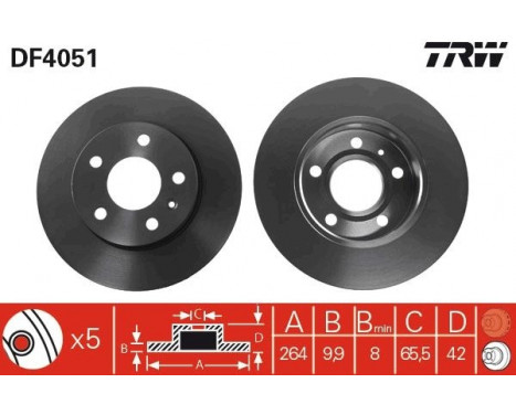 Bromsskiva DF4051 TRW, bild 2