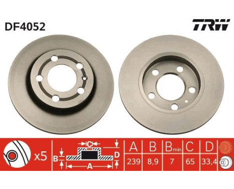 Bromsskiva DF4052 TRW, bild 2