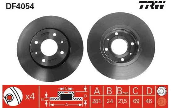 Bromsskiva DF4054 TRW, bild 2