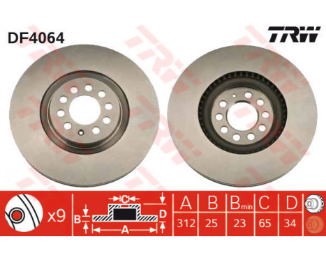 Bromsskiva DF4064 TRW