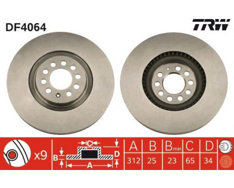 Bromsskiva DF4064 TRW, bild 2