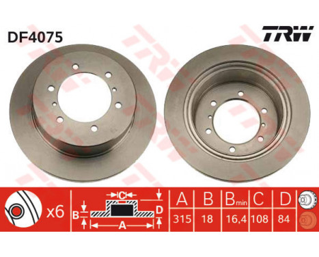 Bromsskiva DF4075 TRW