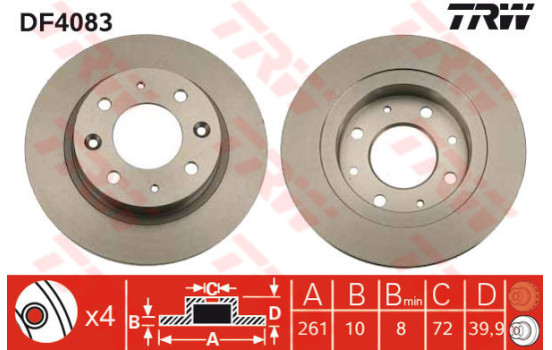 Bromsskiva DF4083 TRW