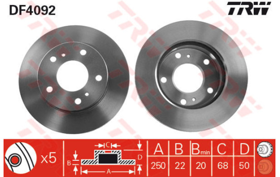 Bromsskiva DF4092 TRW