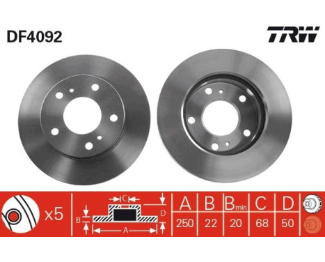 Bromsskiva DF4092 TRW, bild 2