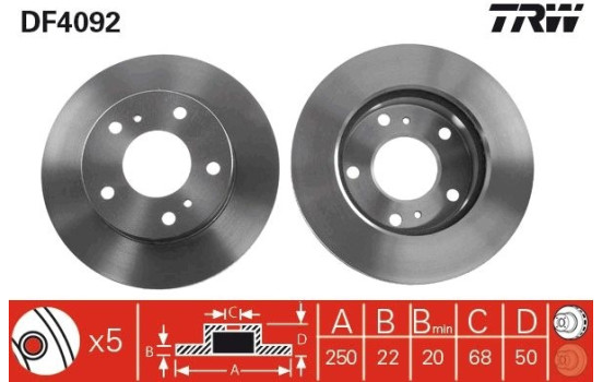 Bromsskiva DF4092 TRW, bild 2