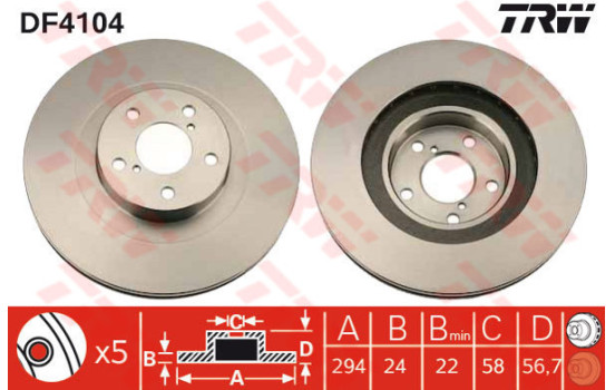 Bromsskiva DF4104 TRW