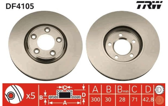 Bromsskiva DF4105 TRW