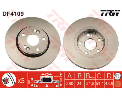 Bromsskiva DF4109 TRW