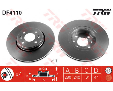 Bromsskiva DF4110 TRW