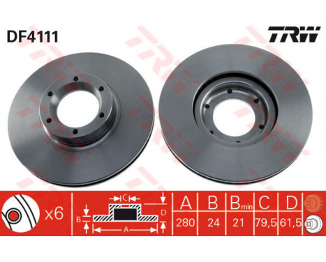 Bromsskiva DF4111 TRW