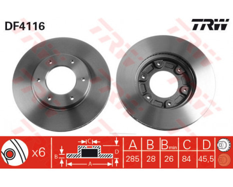 Bromsskiva DF4116 TRW