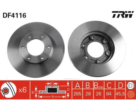 Bromsskiva DF4116 TRW, bild 2