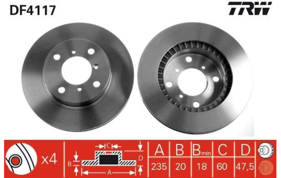 Bromsskiva DF4117 TRW