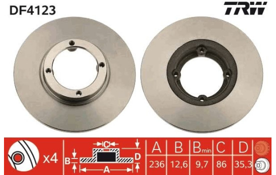 Bromsskiva DF4123 TRW