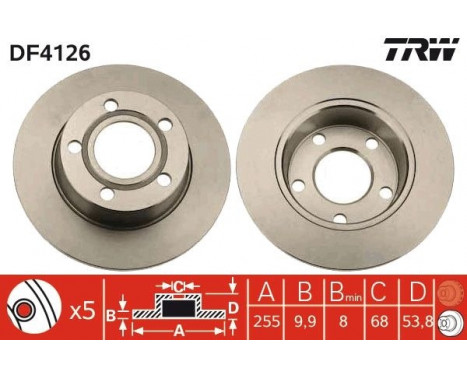 Bromsskiva DF4126 TRW, bild 2